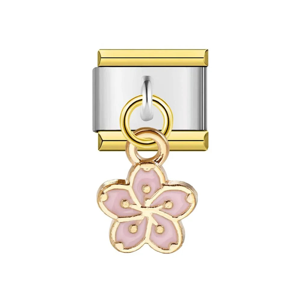 Pink Flower with Gold Trim | Pendant
